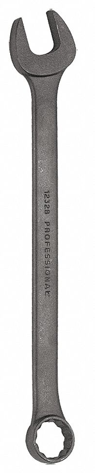 Combination Wrench: Alloy Steel, Black Oxide, 14 mm Head Size, 8 1/2 in Overall Lg, Offset