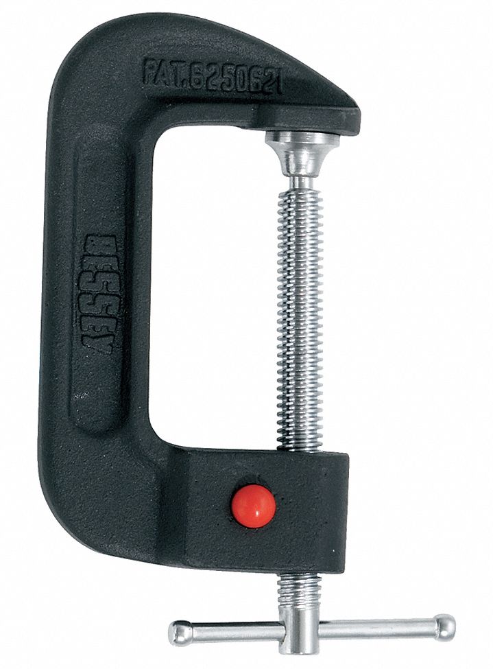 BESSEY Quick Release CClamp 3 1/2 in Max. Opening, 1 3/4 in Throat Dp, Cast Iron, Black