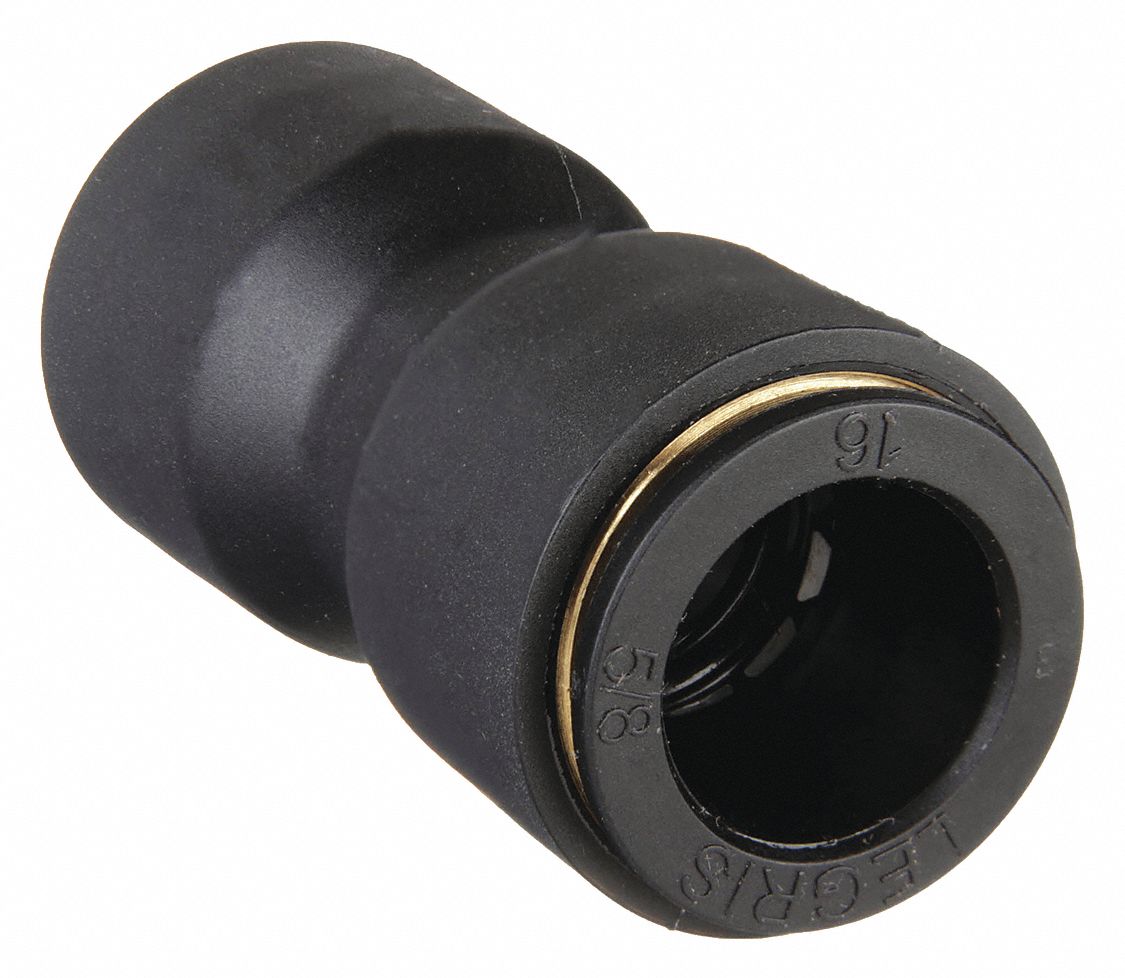 UNION STRAIGHT: NYLON, PUSH-TO-CONNECT X PUSH-TO-CONNECT, FOR 16 MM X 16 MM TUBE OD, BLACK