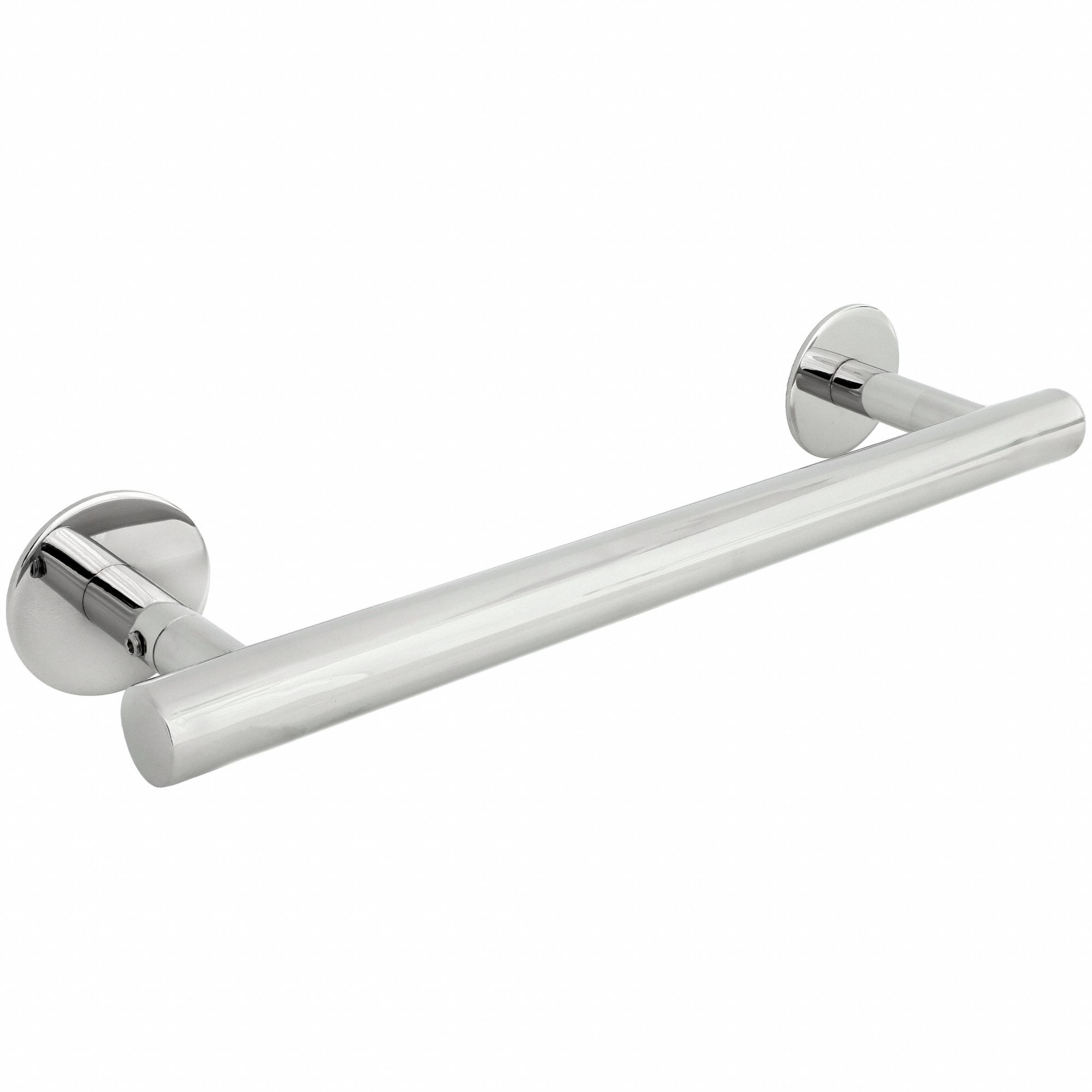Towel Bar: WMETBPS12, Wall Mount, 3 in x 12 in x 3 1/2 in, 12 in Bar Wd, Stainless Steel