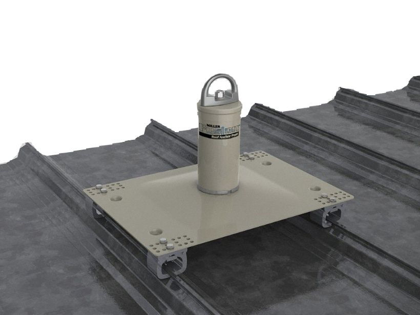 Roof Anchor: 310 lb Capacity, Flat Roofs, Clamp-On, Fixed D-Ring, 4 Clamps, Standing Seam