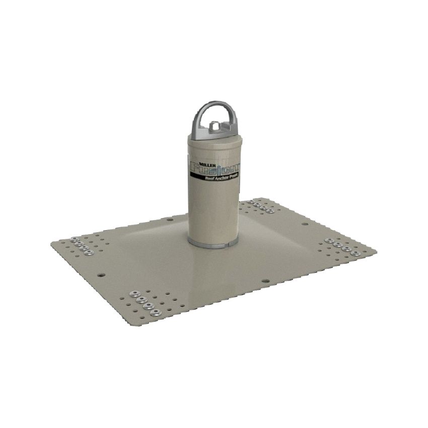 Roof Anchor: 310 lb Capacity, Flat Roofs, Fixed D-Ring, Aluminum/Stainless Steel, 18 in Lg