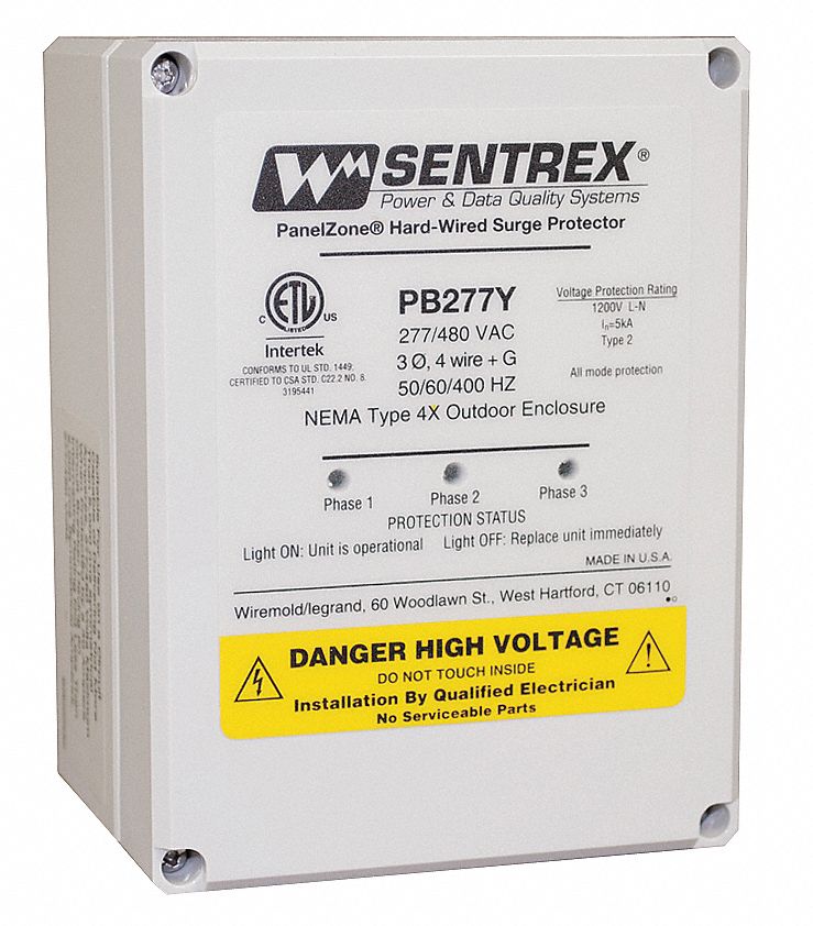 LEGRAND, Three Phase, 277/480V AC Wye, Surge Protection Device 19D594