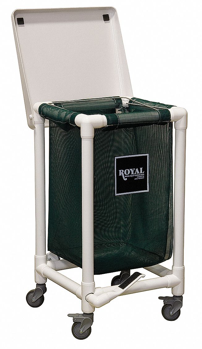 PVC HAMPER,24 GAL,GREEN,FOOT PEDAL