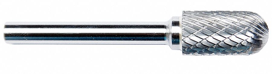 Carbide Bur: Ball-Nosed Cylinder, SC-2, Double Cut, 5/16" x 3/4" Head, 1/4" Shank