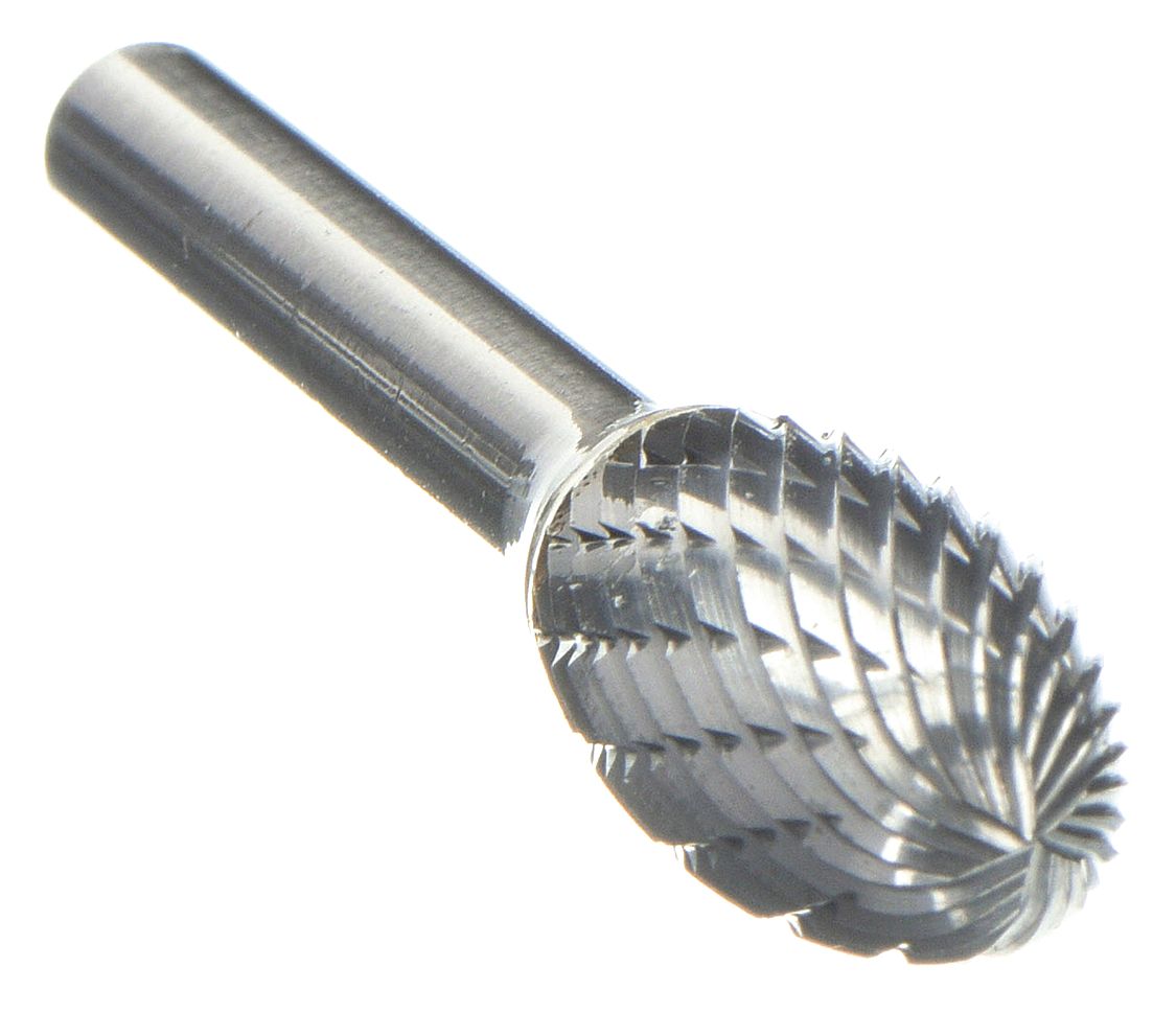 CARBIDE BUR, OVAL, SE-3, DOUBLE CUT, ⅜ IN X ⅝ IN HEAD, ¼ IN SHANK