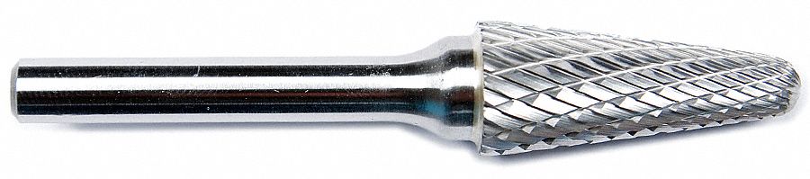 Carbide Bur: Pointed-End Cone, SM-4, Double Cut, 3/8" x 5/8" Head, 1/4" Shank