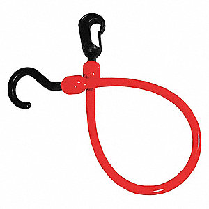 BUNGEE CORD,CARABINER,12 IN.L,RED