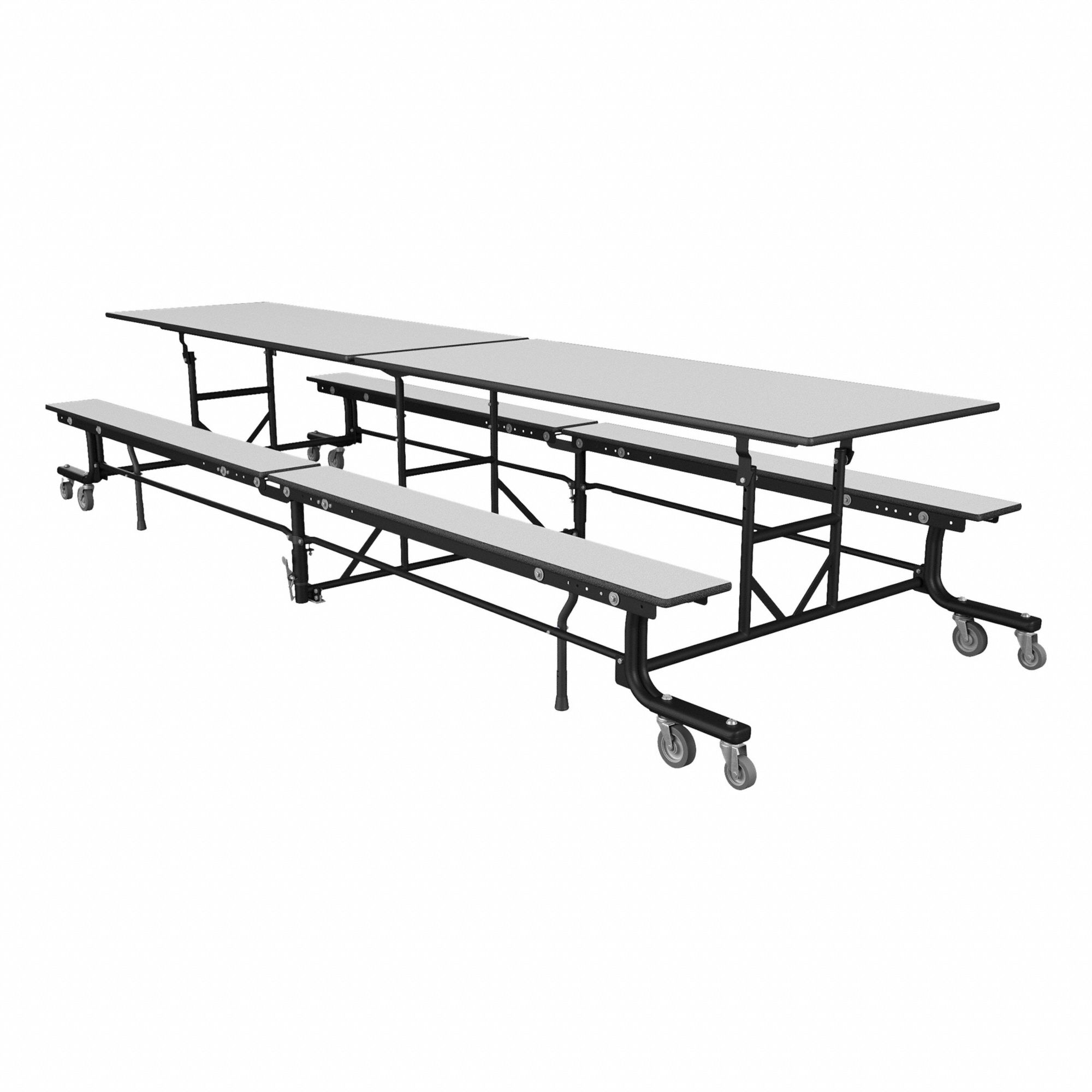 Cafeteria Bench Table: Gray Glace, Bench Seat, 27 in Overall Ht, 145 in Overall Lg