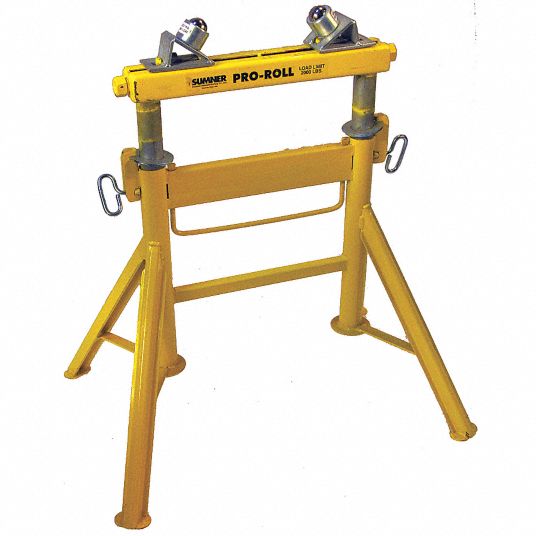 SUMNER Roller Head Pipe Stand, 1/2 to 36 in Pipe Capacity, 29 in to 43