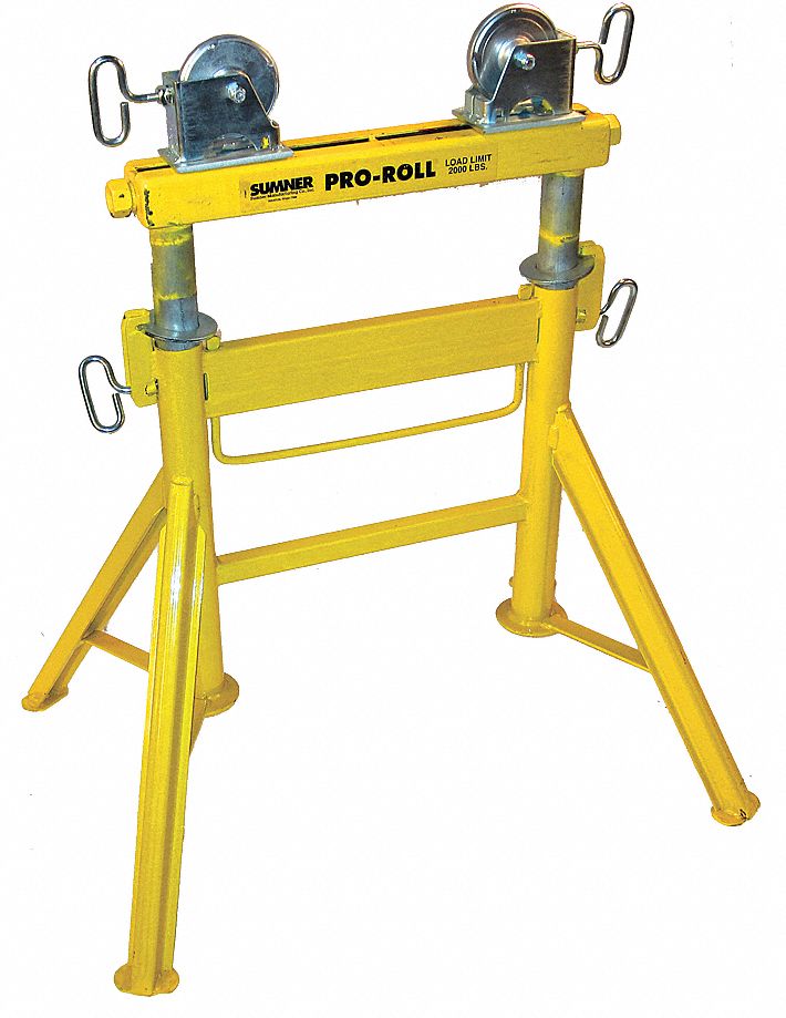 SUMNER Roller Head Pipe Stand, 1/2 to 36 in Pipe Capacity, 29 in to 43