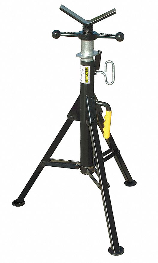 SUMNER V-Head Pipe Stand: V Head, 2,500 lb Max Load Capacity, Folding Leg,  24 in Pipe Size Range