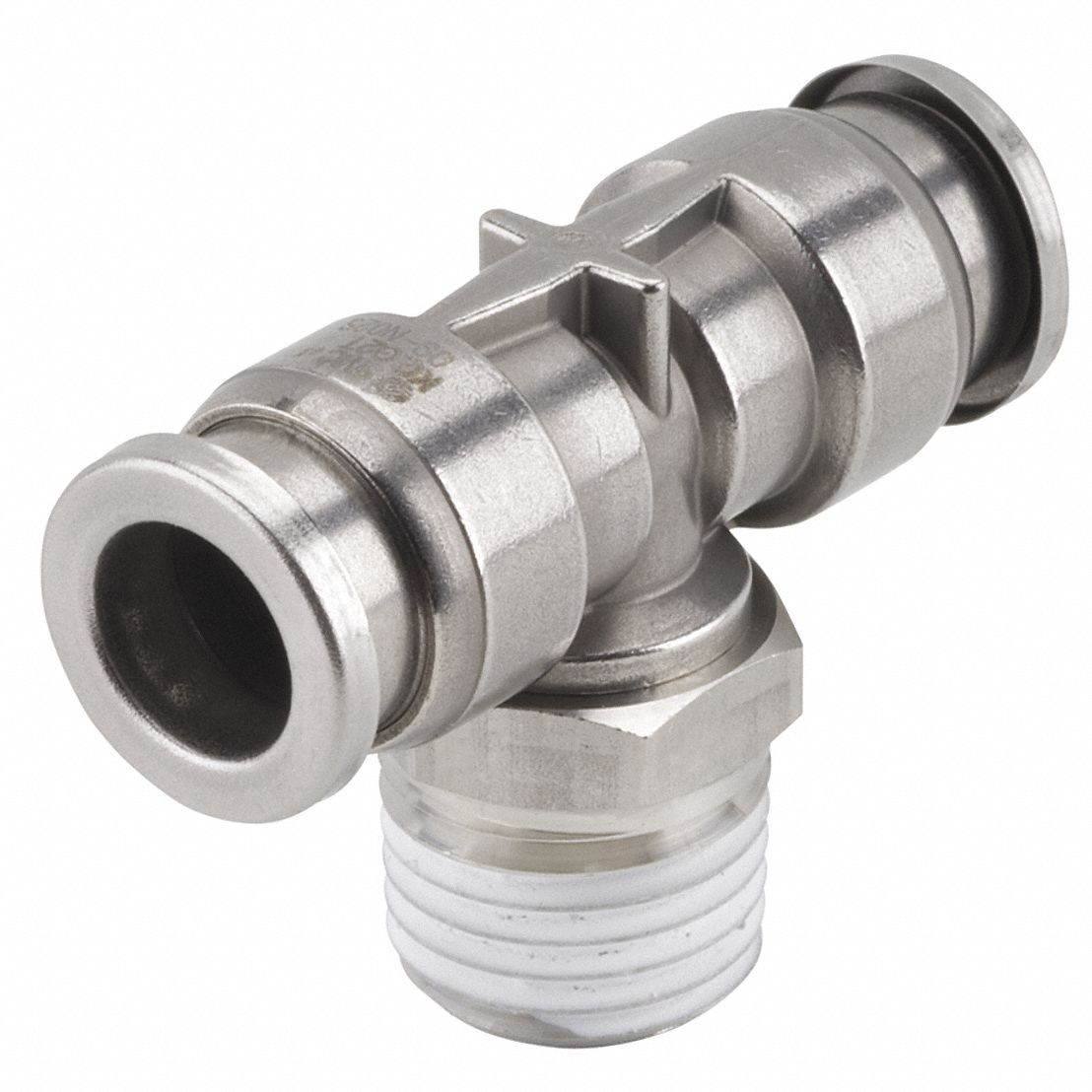 MALE BRANCH TEE: 316 STAINLESS STEEL, PUSH-TO-CONNECT X PUSH-TO-CONNECT X MNPT, ½ IN PIPE