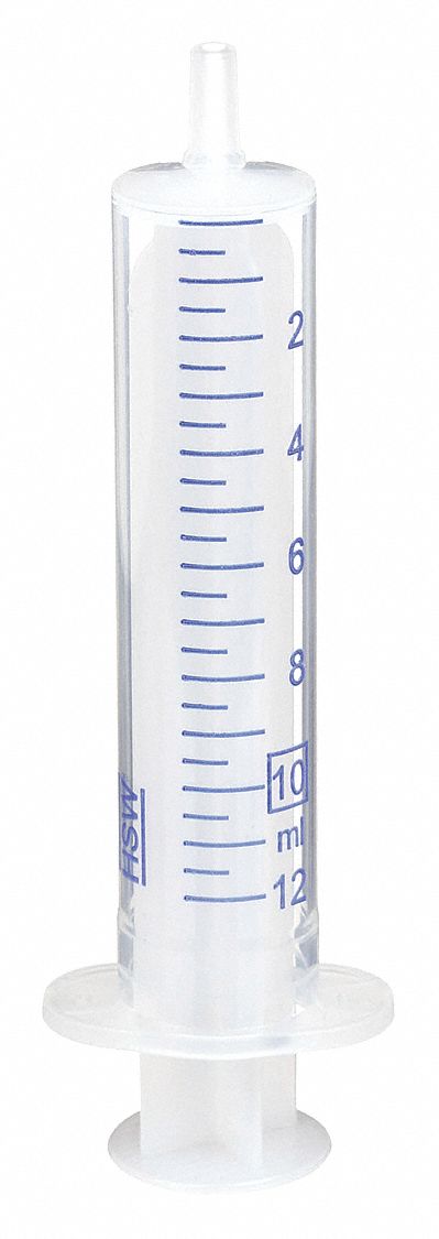 All-Plastic Syringe: 10 mL Capacity - mL, Luer Slip, Polypropylene, Polypropylene, HDPE