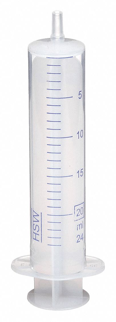 All-Plastic Syringe: 20 mL Capacity - mL, Luer Slip, Polypropylene, Polypropylene, HDPE