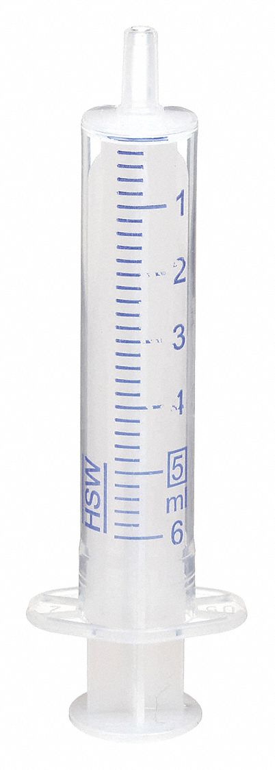 All-Plastic Syringe: 5 mL Capacity - mL, Luer Slip, Polypropylene, Polypropylene, HDPE