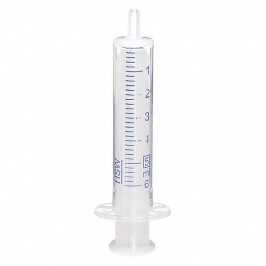 NORM-JECT All-Plastic Syringe: 5 mL Capacity, Polypropylene, Clear  Barrel/Natural Plunger, 100 PK