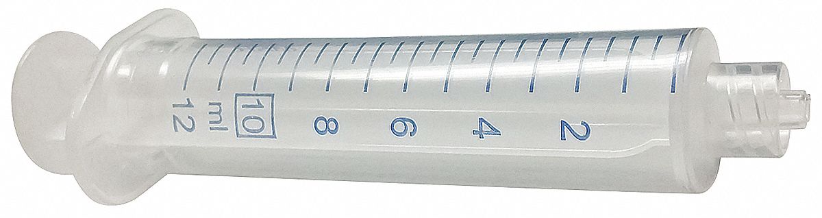 All-Plastic Syringe: 10 mL Capacity, Polypropylene, 100 PK