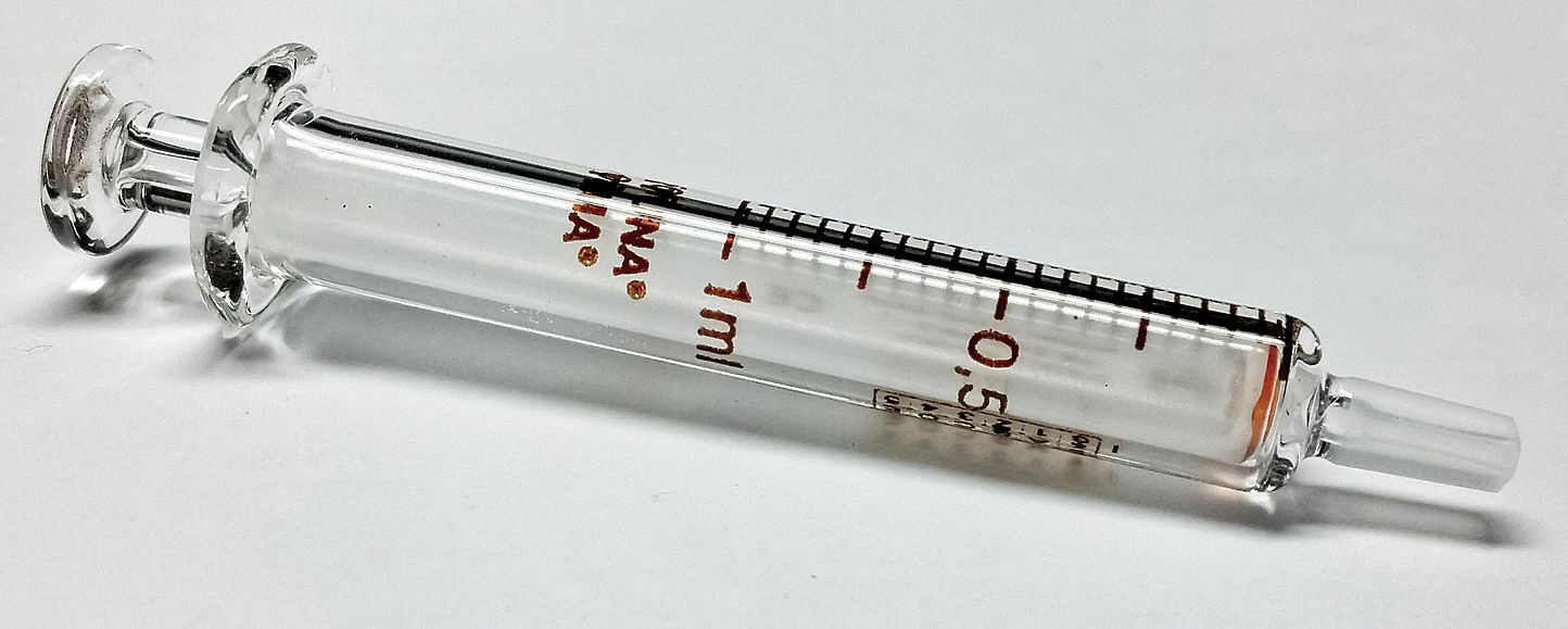 Reusable Glass Syringe: 1 mL Capacity