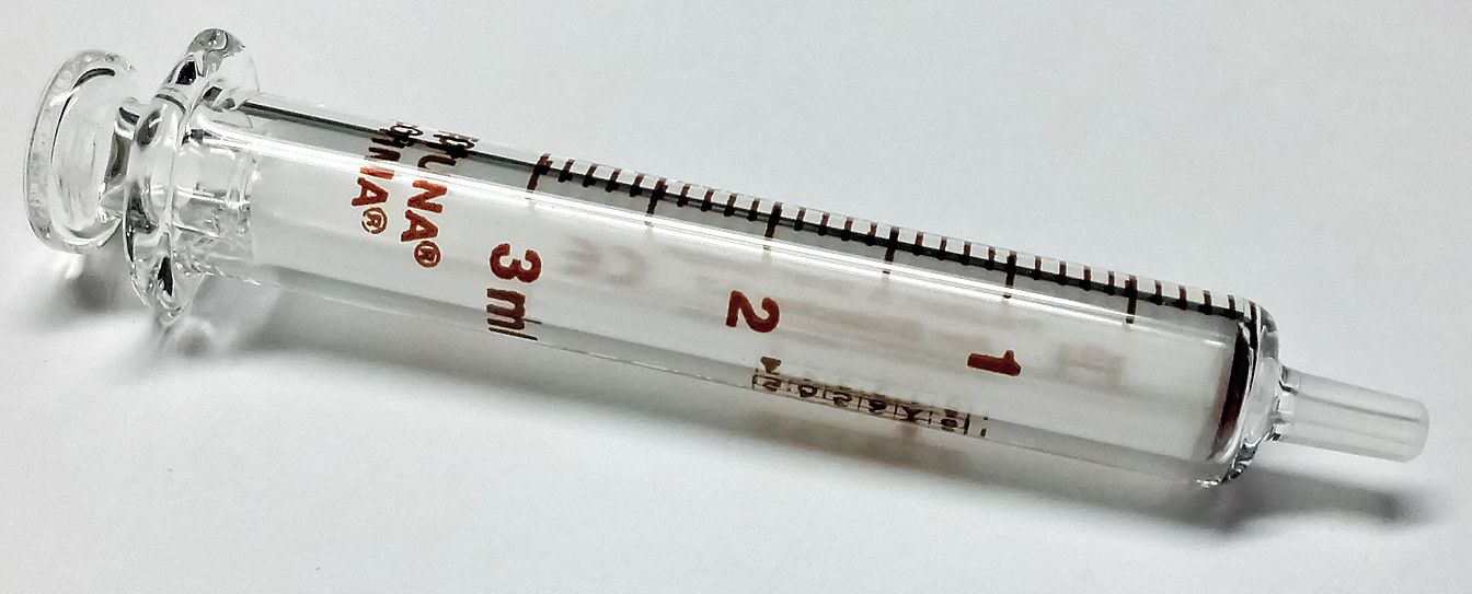 Reusable Glass Syringe: 3 mL Capacity