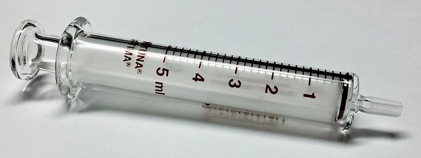 FORTUNA Reusable Glass Syringe 5 mL Capacity 19G3517.10233 Grainger