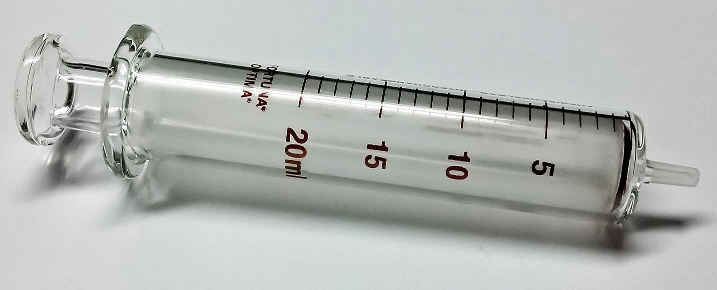 AIRTITE Reusable Glass Syringe, 20 mL Capacity, Replaceable Tip No 19G3537.10241 Grainger