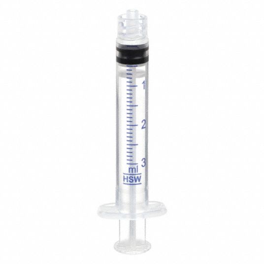 3ml Luer Lock Syringe (Gray Piston) with 19G Needle Reusable Pack