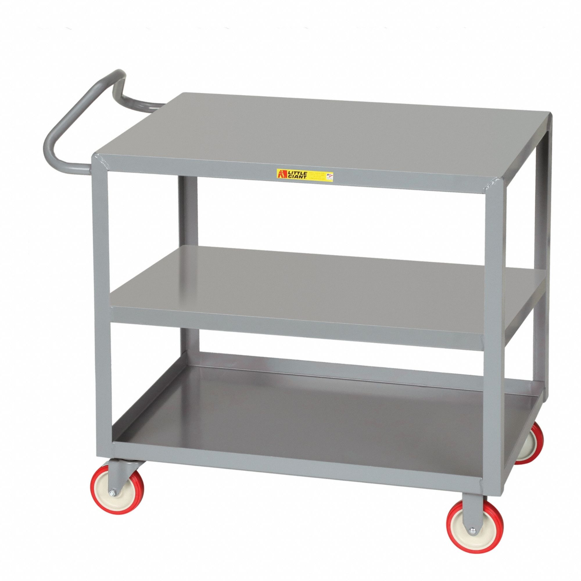 Utility Cart with Lipped & Flush Metal Shelves: 1, 200 lb Load Capacity, 48 in x 30 in