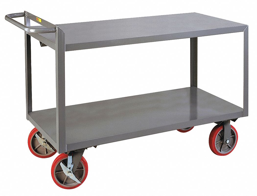Utility Cart with Flush Metal Shelves: 3, 600 lb Load Capacity, 60 in x 30 in, 2 Shelves