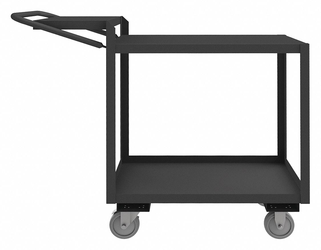 Order-Picking Utility Cart with Lipped & Flush Metal Shelves: 32 in x 18 in