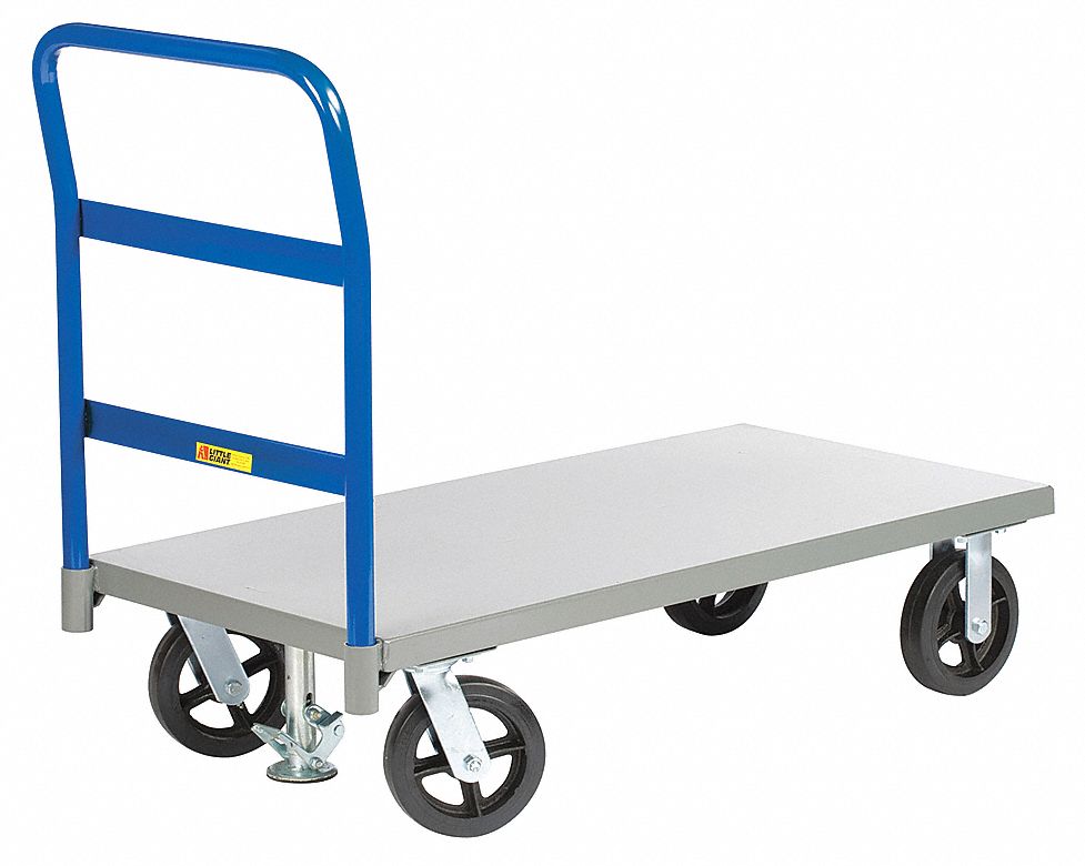General Purpose Steel-Deck Platform Truck: 2, 400 lb Load Capacity, Rubber, Solid