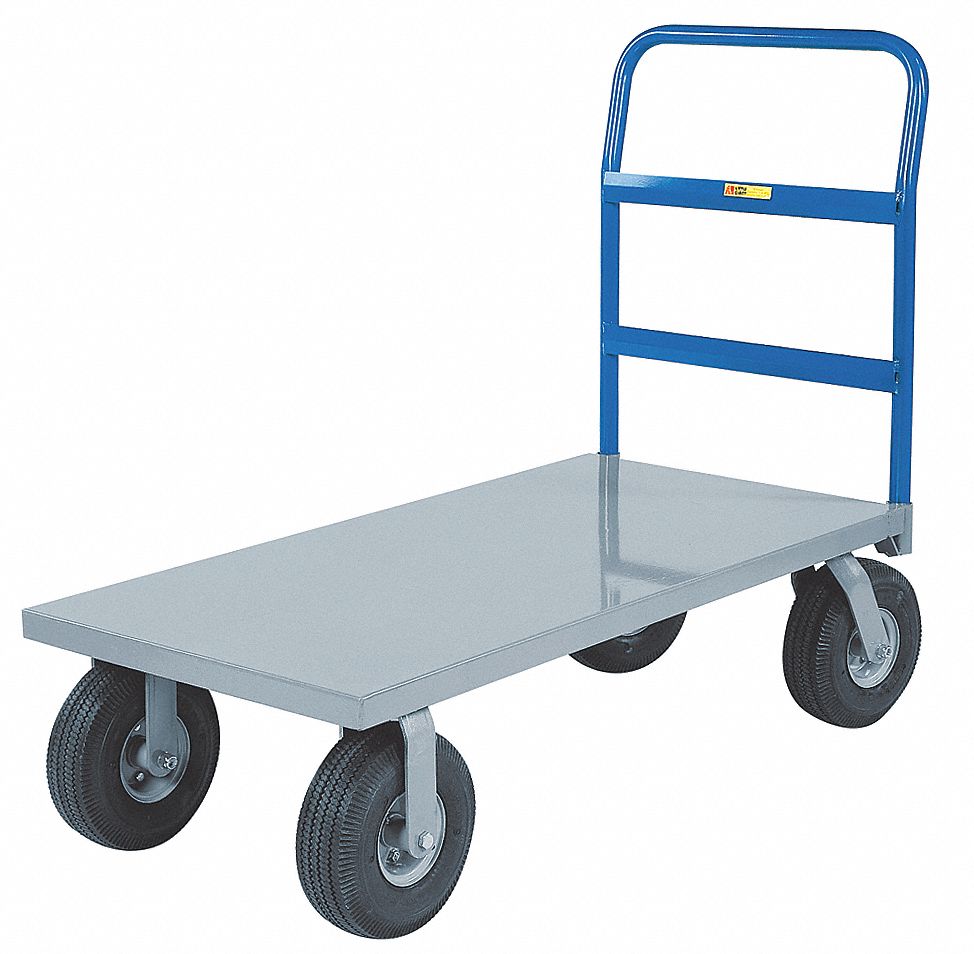 General Purpose Steel-Deck Platform Truck: 1, 200 lb Load Capacity, (2) Rigid/(2) Swivel