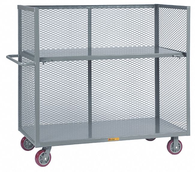 Single-Side-Access Mesh-Wall Metal Stock Truck: 3, 600 lb Load Capacity, 48 inx24 in
