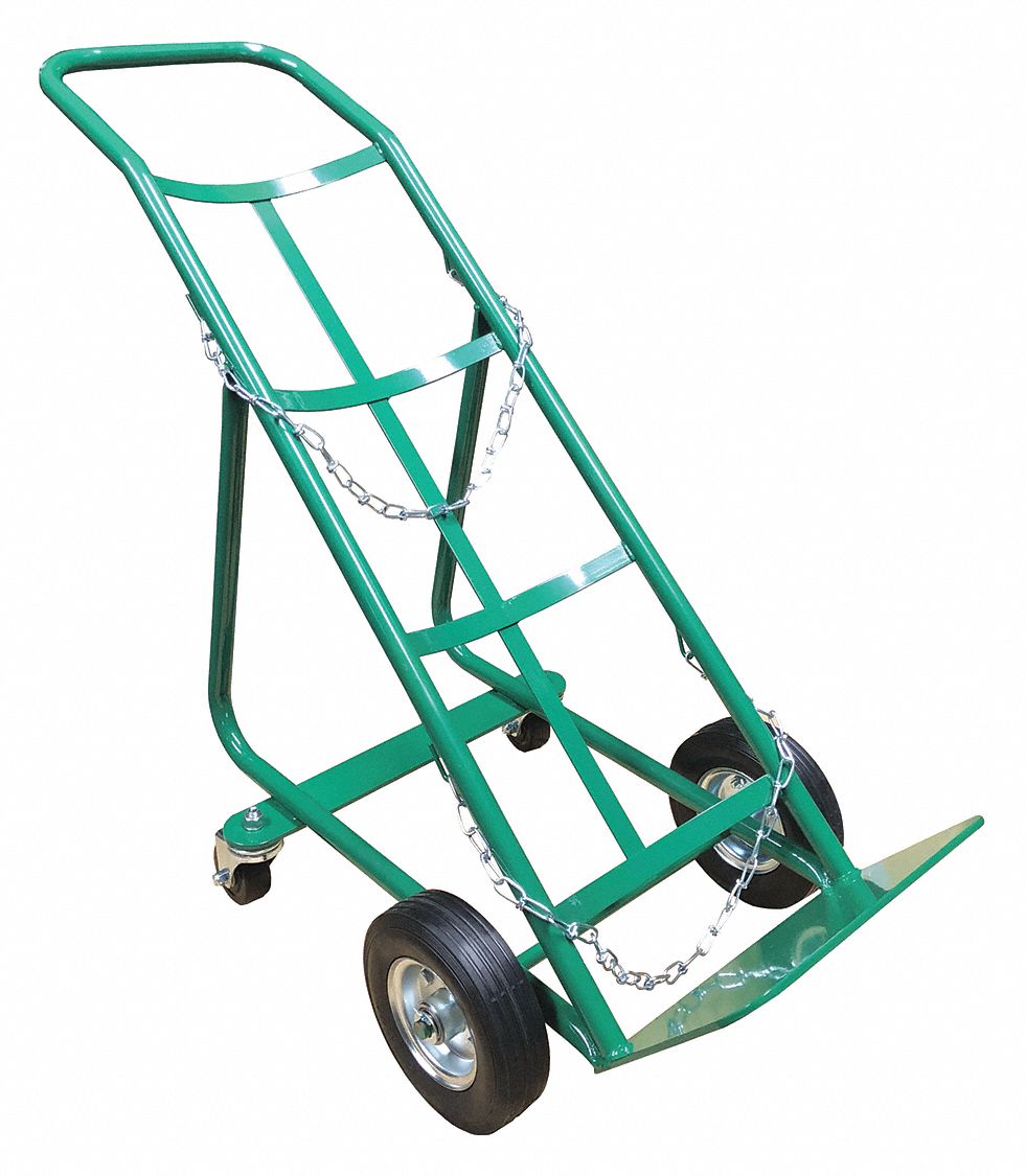 ERGONOMIC TILT-BACK CYLINDER HAND TRUCK, 1 CYLINDER CAPACITY, 800 LB LOAD CAPACITY, 7 X 14 IN