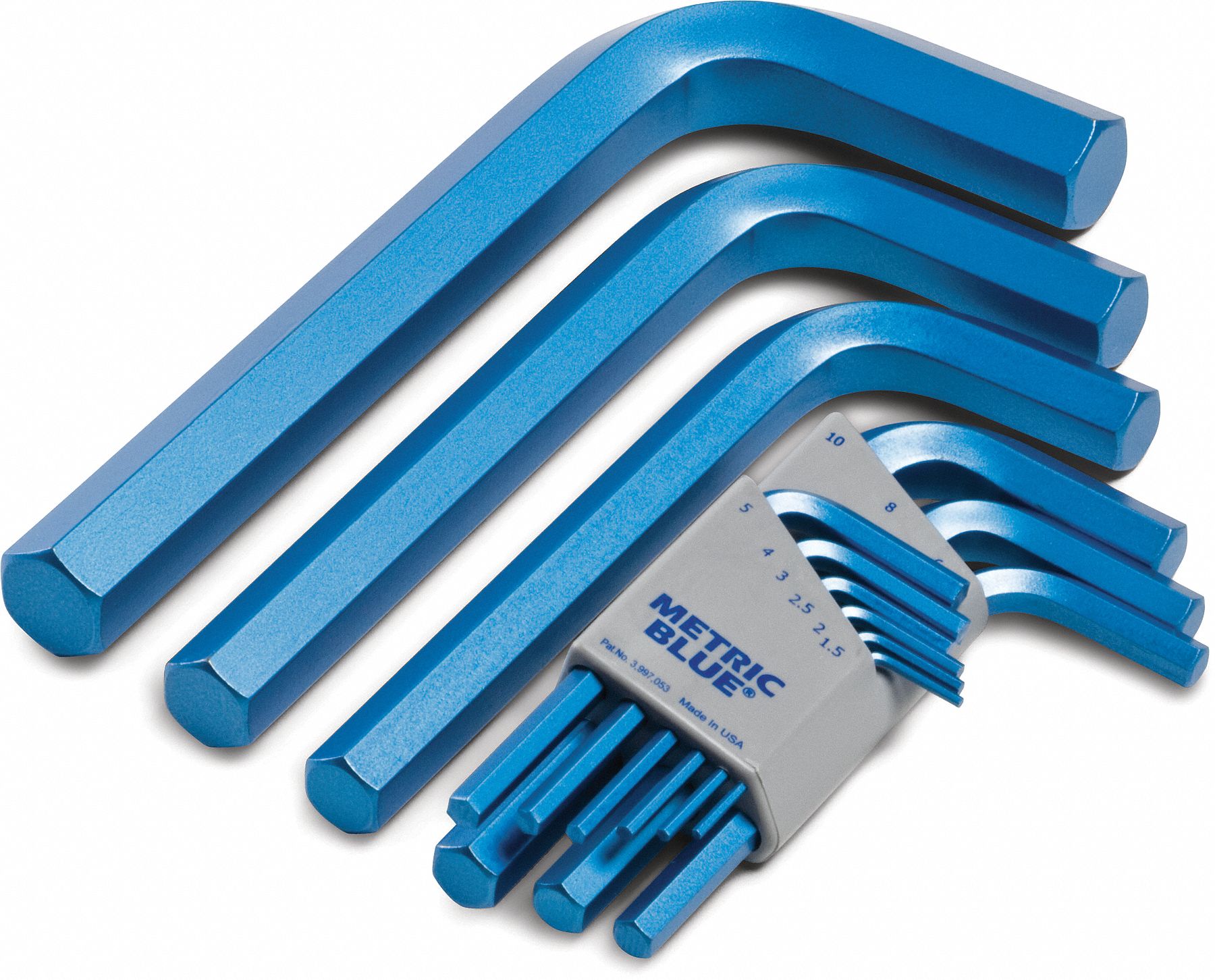 HEX KEY SET, METRIC, SHORT, 12 PIECES, POUCH, SATIN, 2 TIPS, 1 3/4 IN TO 6 3/16 IN