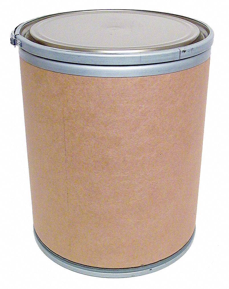 TRANSPORT DRUM, FIBER, 15 GAL, LEVER LOCK RING, BROWN/GREY, POLYETHYLENE LINING
