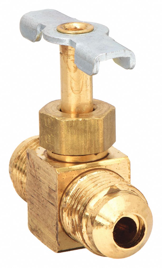 NEEDLE VALVE, INLINE VALVE BODY, BRASS, SCREW-IN BONNET, ⅜ IN PIPE, FLARE X FLARE, TEE