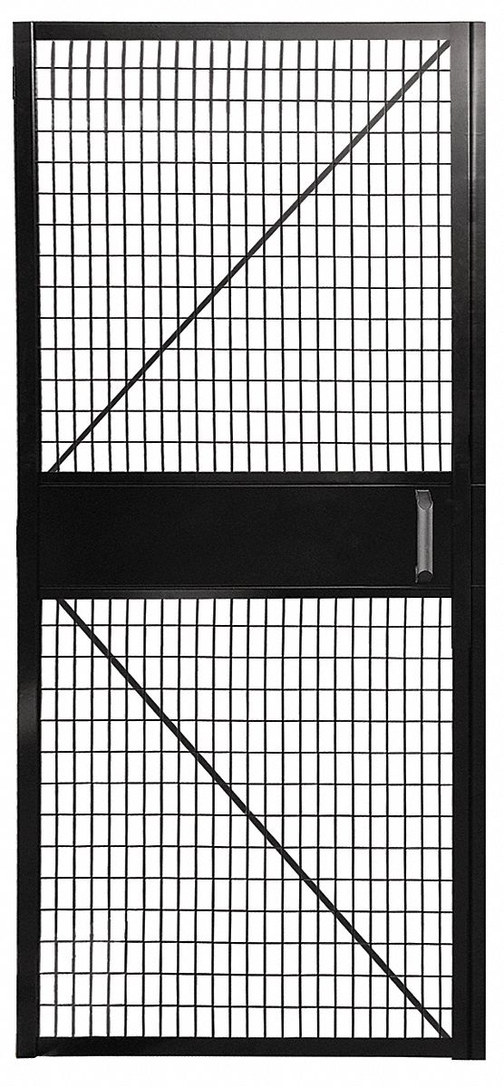 Welded-Wire Machine Guard Door: 82 in x 34 in, Pull, Snap Lock, Header Bar