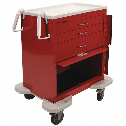 LAKESIDE General Medical Supply Cart with Drawers, 300 lb ...