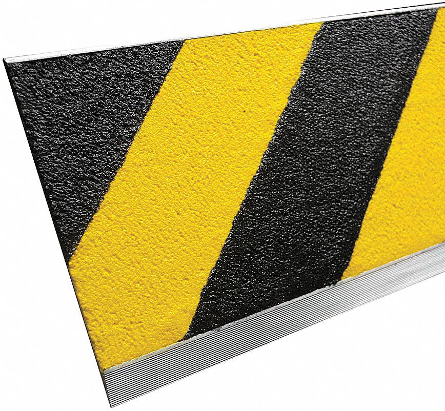 BOLD STEP Black and Yellow Hazard Stripe, Aluminum Stair Tread Cover