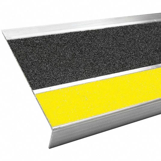 BOLD STEP Stair Tread Cover DoubleStrip Grit, GlowintheDark, Aluminum, Adhesive & Fastener