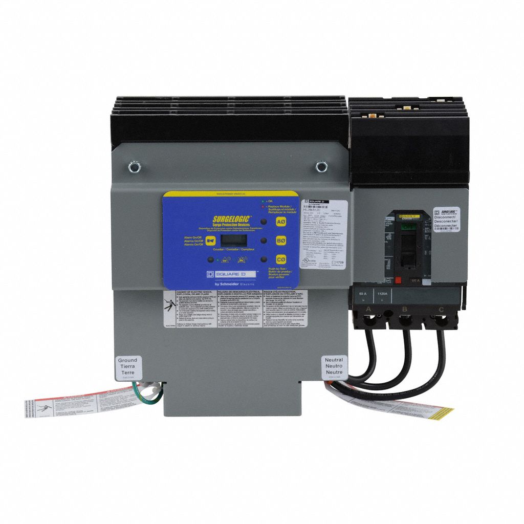 SQUARE D, Three Phase, 120/208V AC Wye, Surge Protection Device ...