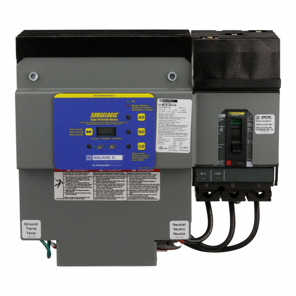 SQUARE D, Three Phase, 120/208V AC Wye, Surge Protection Device