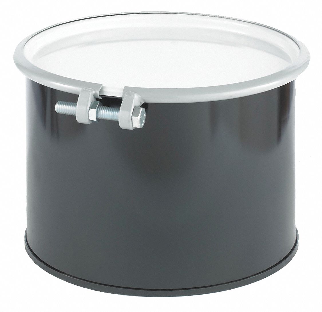 TRANSPORT DRUM, STEEL, 5 GALON, BOLT RING, BLACK/WHITE, 20 GA/20 GA/20 GA