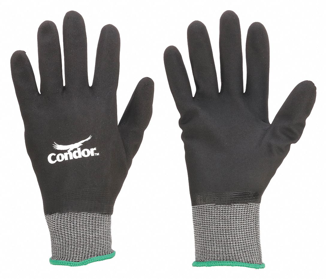 COATED GLOVES, XS (6), FOAM, NITRILE DIPPED, ANSI ABRASION LEVEL 4, KNIT CUFF