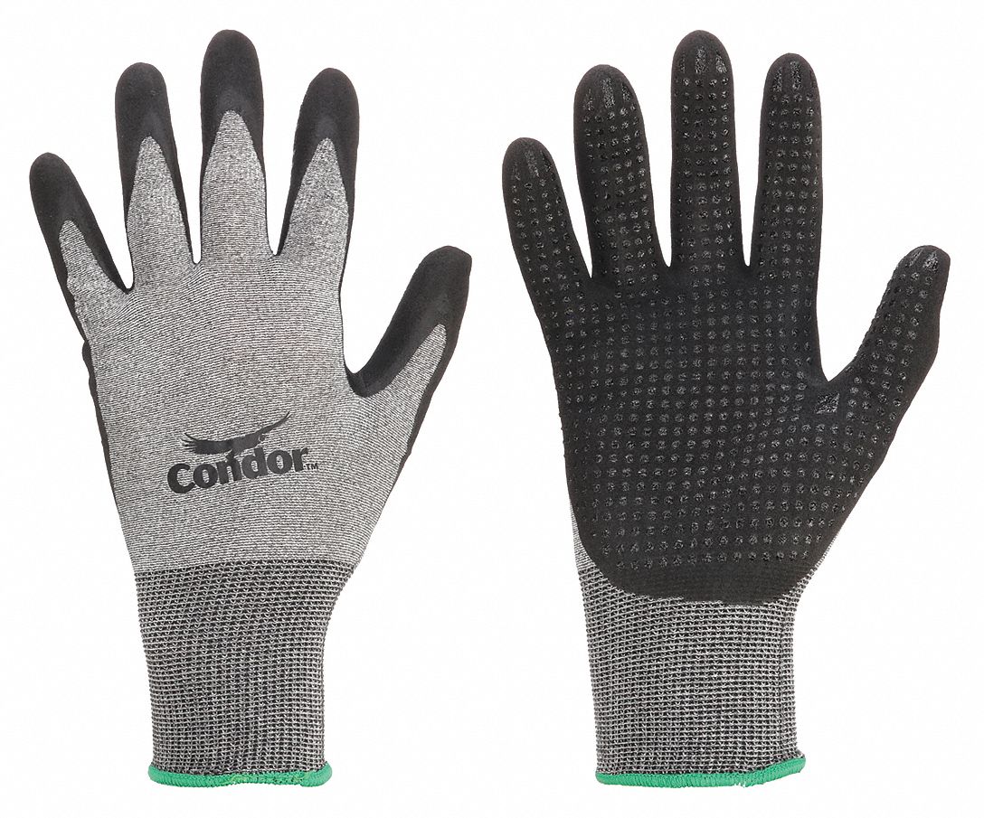 COATED GLOVES,NITRILE/NYLON,M,BLK/GY,PR