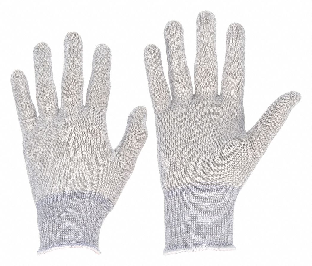 KNIT GLOVES, 2XL (11), UNCOATED, NYLON, 15 GA THICK, DISSIPATIVE, WHITE, 12 PK