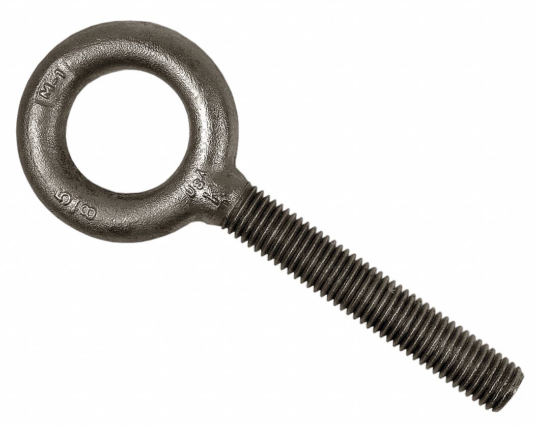 MACHINERY EYE BOLT, WITHOUT SHOULDER, STEEL, HOT DIPPED GALVANIZED, ¾"-10 THREAD SIZE