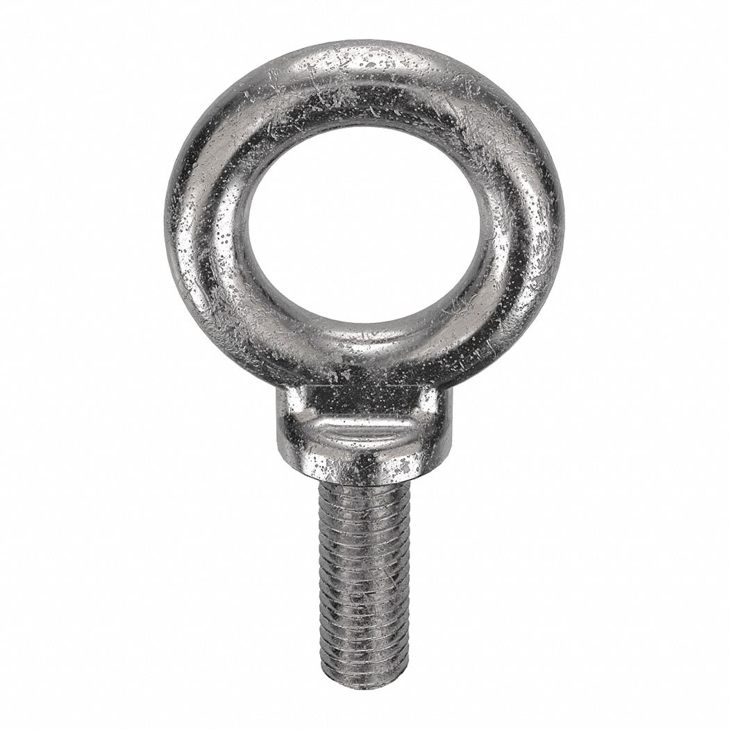 MACHINERY EYE BOLT, WITH SHOULDER, 304 STAINLESS STEEL, PLAIN, 5/16"-18 THREAD, 2 IN THREAD L