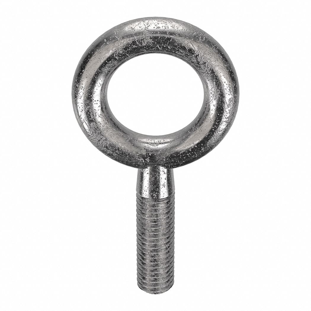 MACHINERY EYE BOLT, WITHOUT SHOULDER, 304 STAINLESS STEEL, PLAIN FINISH, ⅜"-16 THREAD SIZE